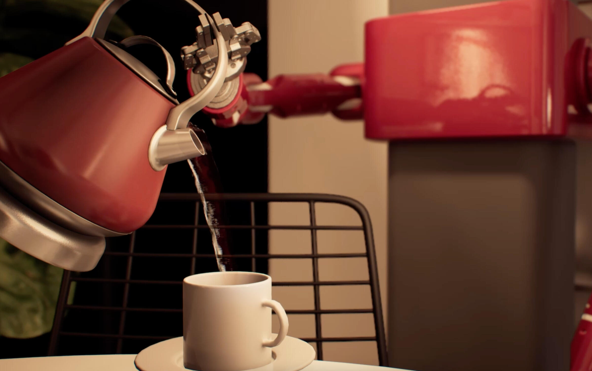 S-bot pouring tea